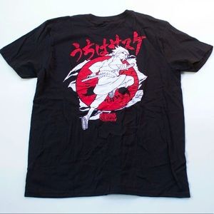 Naruto Shippuden Sasuke Uchiha Black Two Sided Print T-Shirt Small Vintage